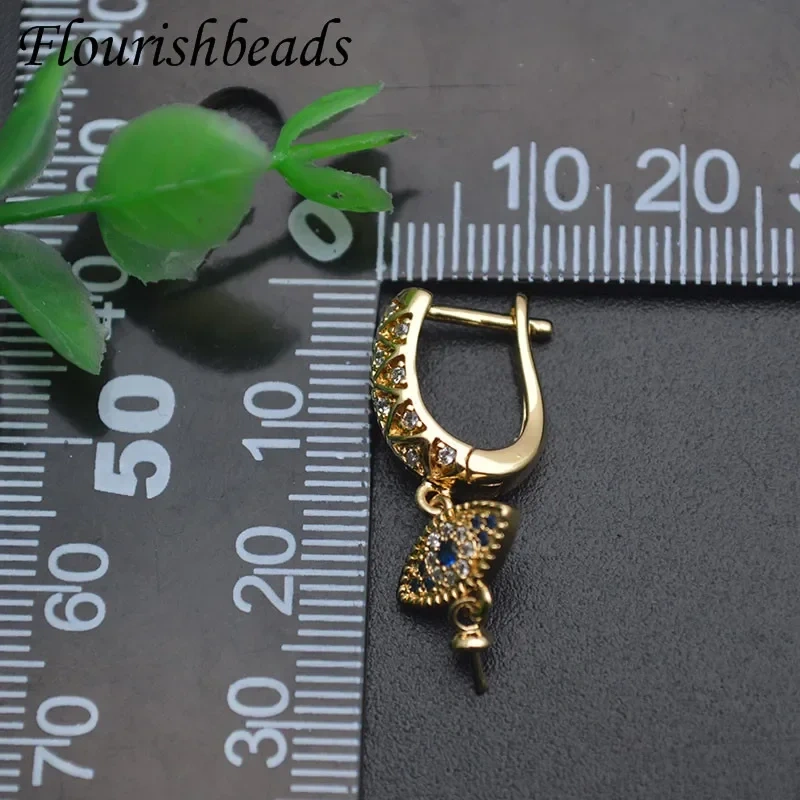10pcs/lot Real Gold Plated Pin Round Earring Hooks Clasp for Jewelry Making Accessories Supplies