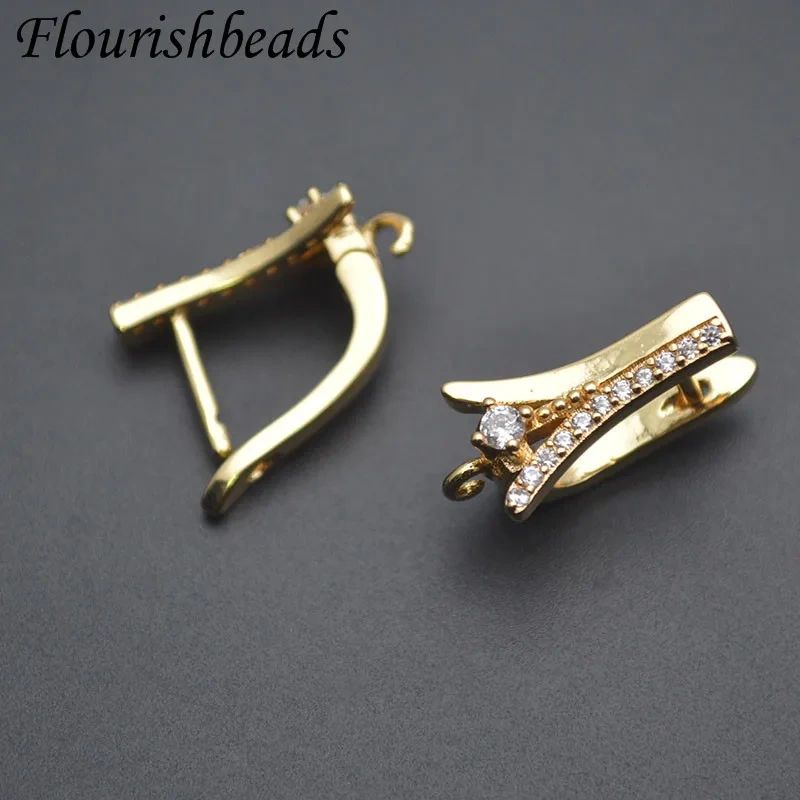 High Quality Gold Color Cubic Zirconia Leverback Earring Hooks Fasteners DIY Fashion Earrings Accessories 20pcs/lot
