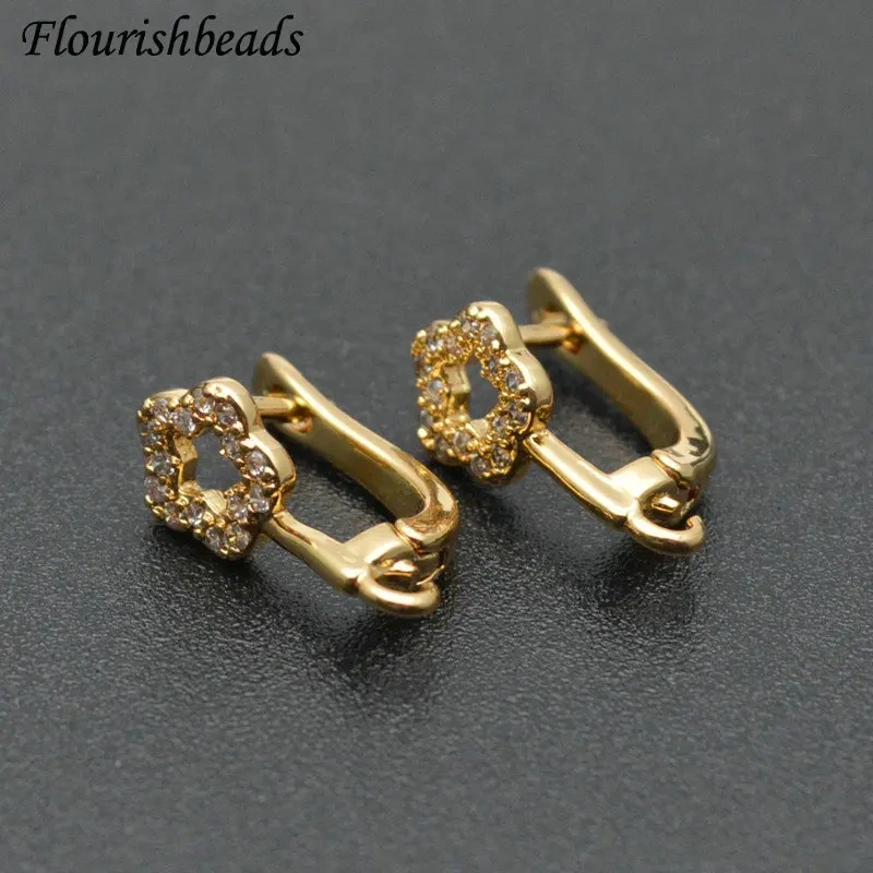 30pc Flower Shape Nickle Free Anti-Fading Gold Color Metal Brass Earring Hooks Jewelry Findings