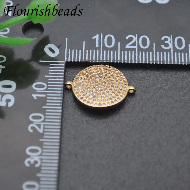 15x20mm Gold Color Round Paved Rhinestone Beads Connector for Jewelry Making Bracelets Necklaces