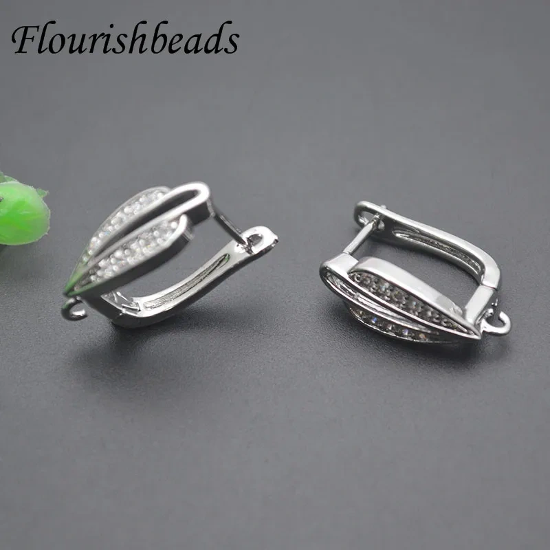 30pcs/lot High Quality Paved Cubic Zirconia Beads Earring Hooks Earwire Shvenzy for Women DIY Fashion Jewelry Making