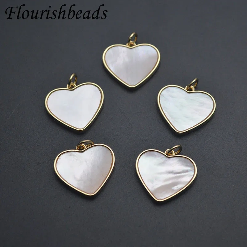 Natural Mother of Pearl White Color Shell Heart Shape Pendant Charms for Jewelry Making DIY Bracelet Necklace