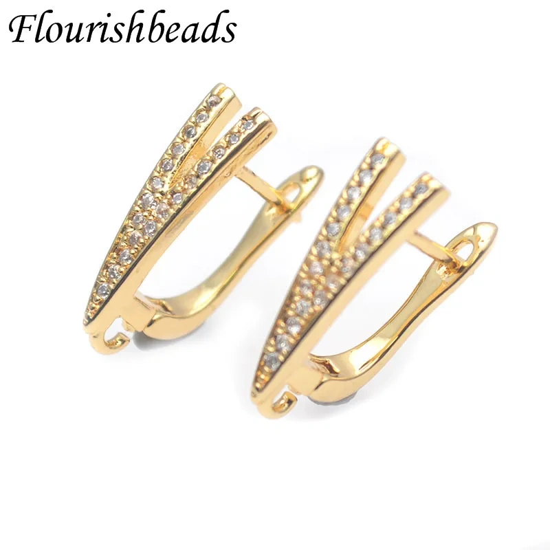 Copper Brass Real Gold Plated Real Earwires Fastener Earring Hooks for Women DIY Jewelry Making Accessories 30pcs/lot