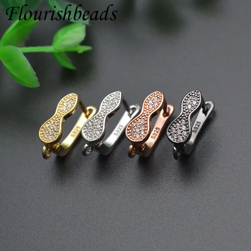 11x17mm Nickle Free Anti Rust Zircon Beads Paved Gourd Shape Earring Hooks for DIY High Quality Jewelry Making Parts 30pcs/lot