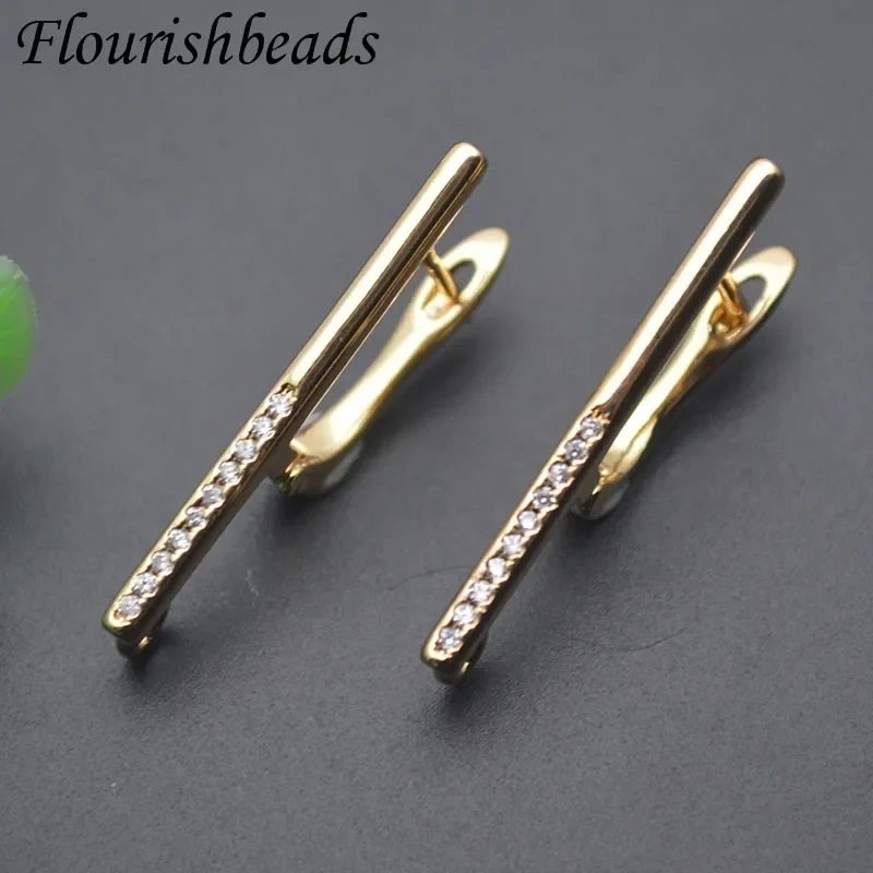 Jewelry Findings Paved CZ Beads Earring Hooks Clasp Fixtures Fasteners Accessories for Women DIY Fashion Earrings 30pcs/lot