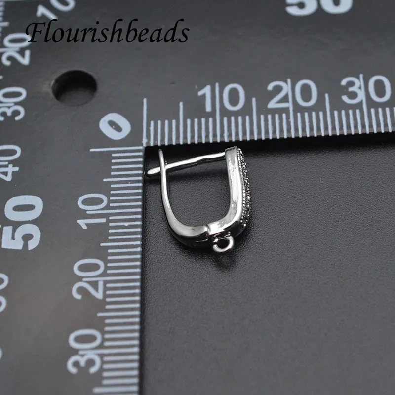 20pcs/lot Rhinestone Beads Paved Gold Rhodium Plating Arched Shape Earring Hooks for High Quality Jewelry Making