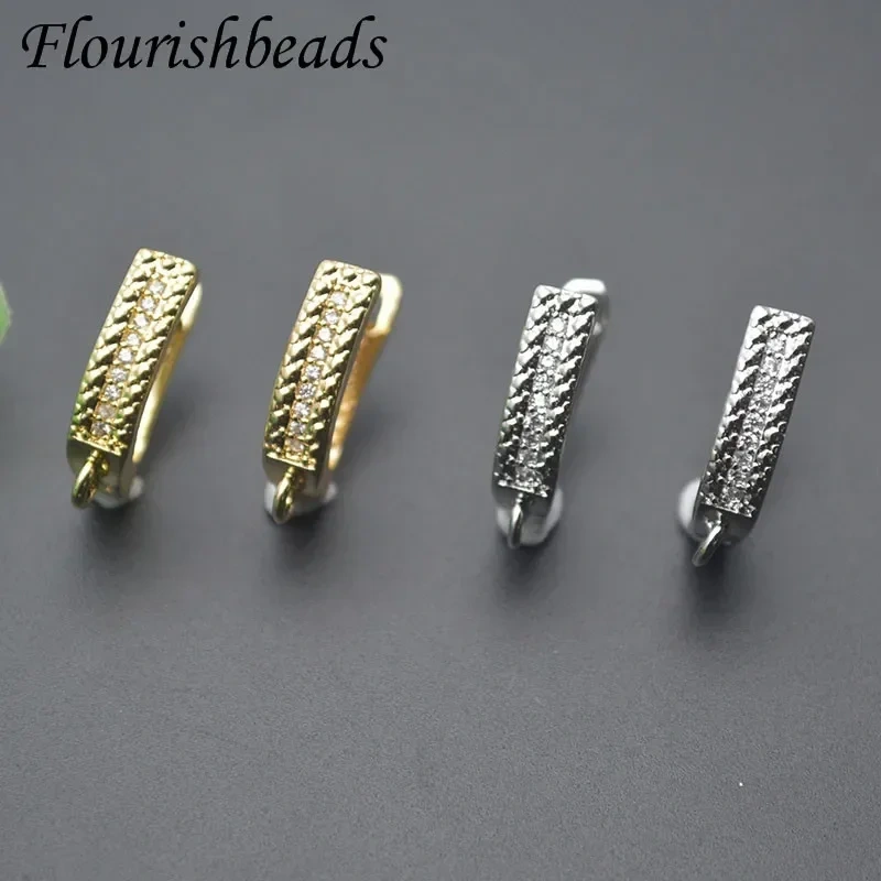 30pcs/lot Nickel Free Gold Plated Paved CZ Beads Earring Hooks Findings for Women DIY Fashion Jewery Making Earrings