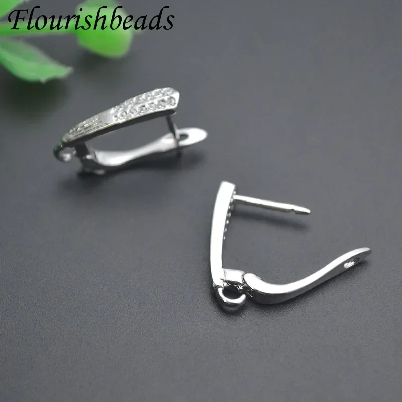 Good Quality Jewelry Schwenzy Findings Basic Bail Ear Wire Paved CZ Beads Earring Hooks Accessories for Women DIY Earrings