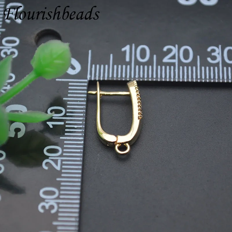 New Design Paved CZ Beads 18k Gold Earring Hooks Schwenzy Jewelry Findings for Women DIY Fashion Earrings 30pcs/lot