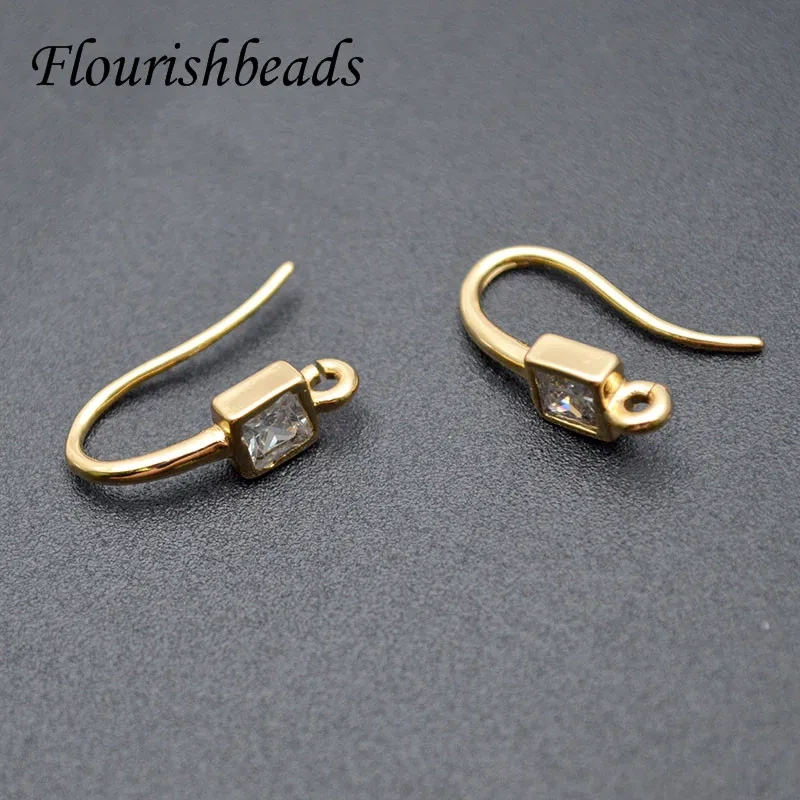 High Quality Nickle Free Real Gold Plating Metal Brass Earring Hooks Stud DIY for Jewelry Making Supplier 20pcs Per Lot