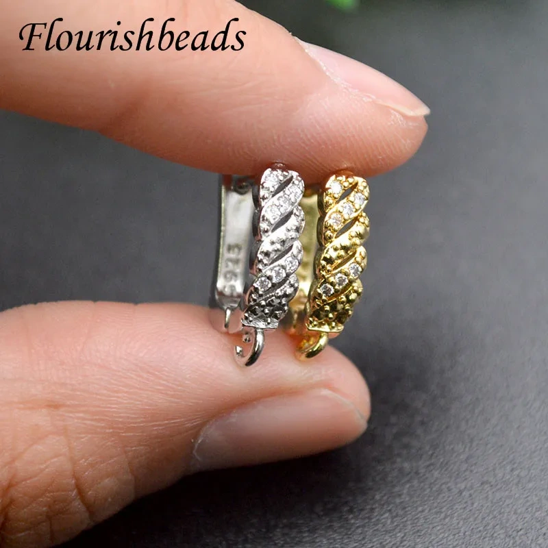 CZ Beads Paved Nickel Free Leverback Earwire Earring Hooks Women Handmade Accessories for Jewelry Making Supplier 30pcs/lot