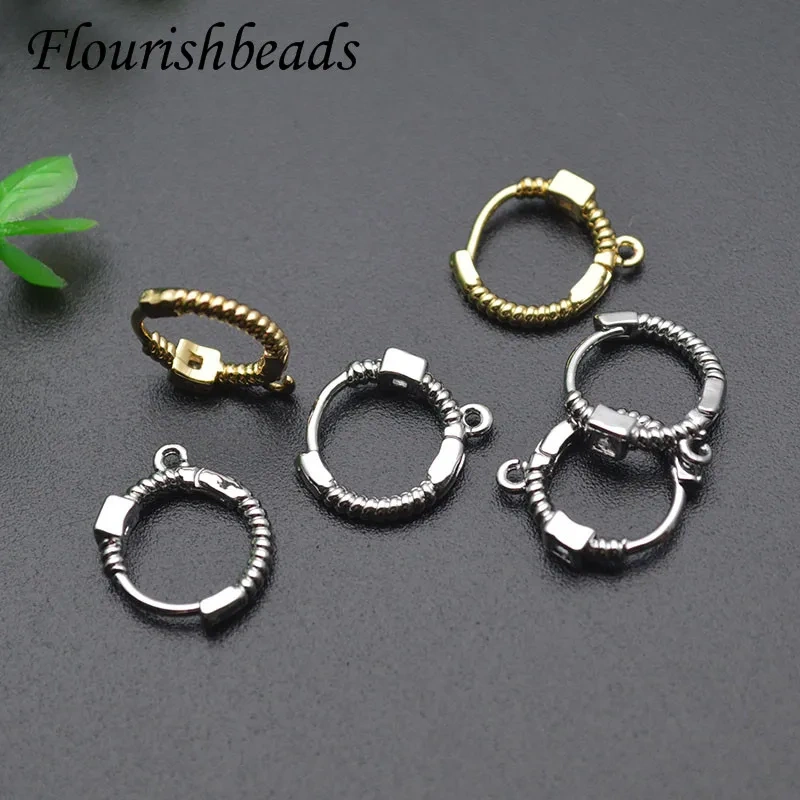 New Design Paved CZ Beads Round Shape Earring Hooks Gold Plated Jewelry Making Accessories Supplier 30pcs Per Order