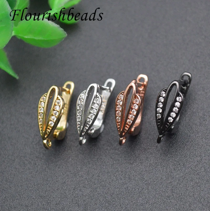 Wholesale 30pcs/lot Real Cubic Zircon Beads Paved Metal Earring Hooks DIY High Quality Jewelry Making Supplier