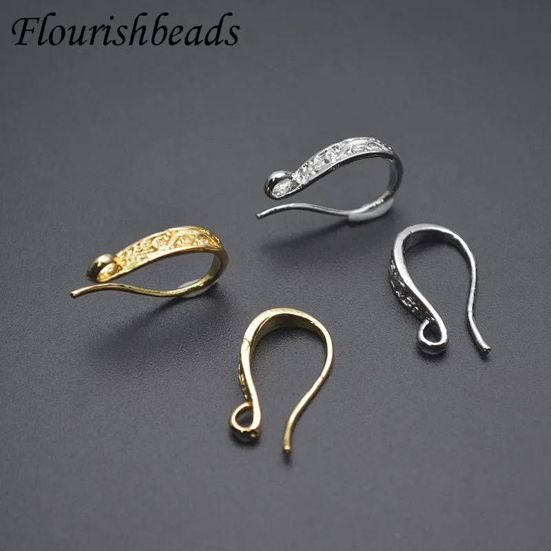 30pcs/lot Gold Plated Paved CZ Beads Ear Wire with Loop Jewelry Findings for DIY Dangle Earring