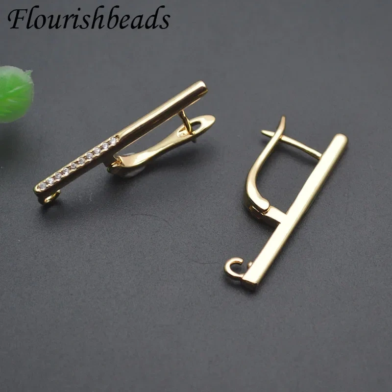 Jewelry Findings Paved CZ Beads Earring Hooks Clasp Fixtures Fasteners Accessories for Women DIY Fashion Earrings 30pcs/lot