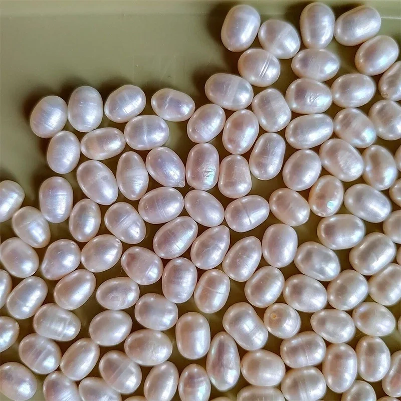 7X10mm White Fresh Water Pearl Rice Tube Barrel Loose Beads