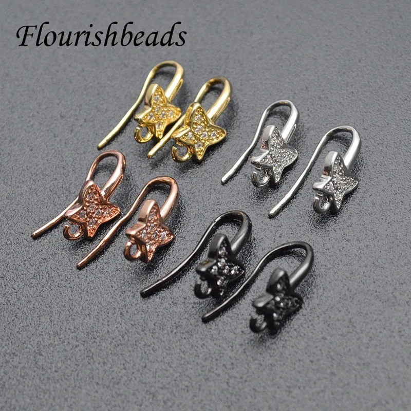 30pcs Nickle Free Multi Rhinestone Beads Metal Earrings Hooks Real Gold Plating Ear Wires for Jewelry Making Supplier