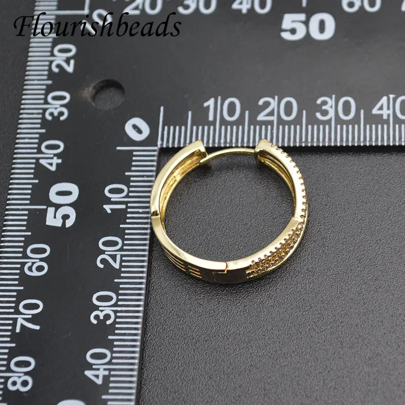 Big Size High Quality Real Gold Plated CZ Paved Circle Hoop Earrings for Women Girl Wedding Party Nickel Free Accessories 20pcs