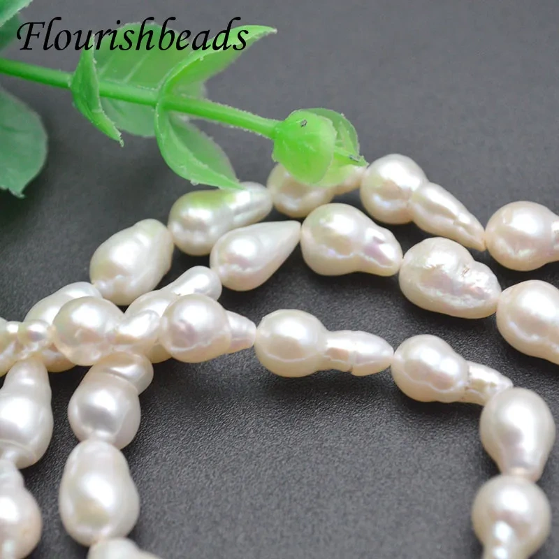 2 strands 10~12mm Natural White Fresh Water Edison Pearl Oval Round Loose Beads For jewelry making supplier