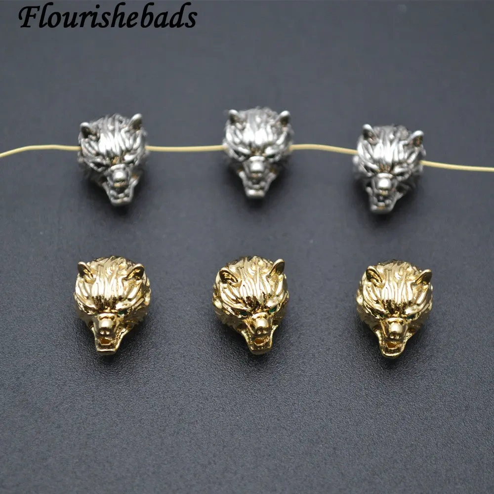 Anti-rust New Design 10x14mm Metal Copper Leopard Head Spacer Loose Beads Bracelet Charms Fit Jewelry Making
