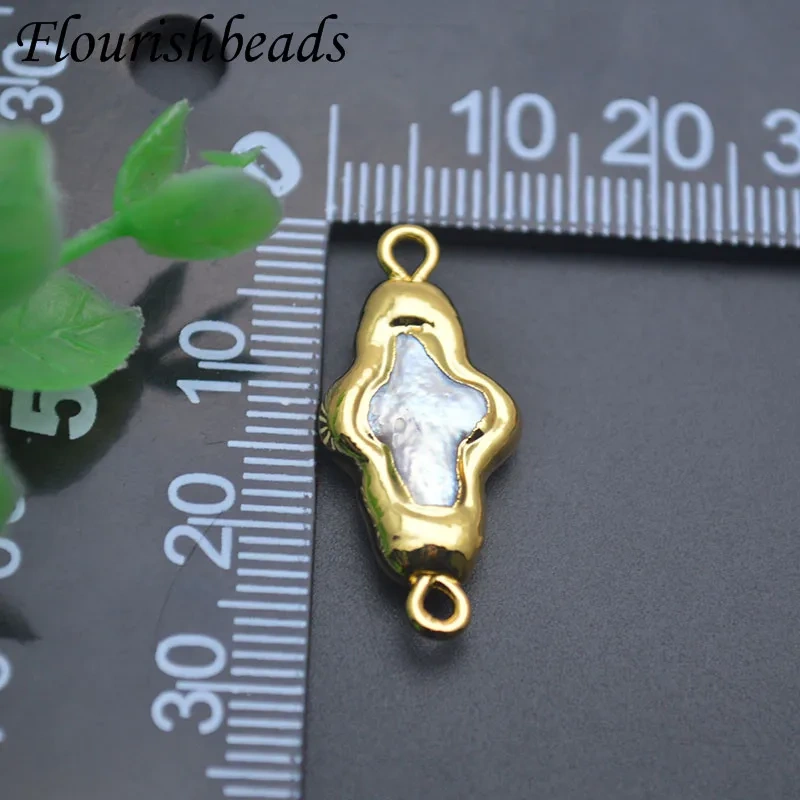Cross Gold Plated Pearl Two Loops Connector Clasp Hooks for DIY Bracelet Necklace Jewelry Accessories