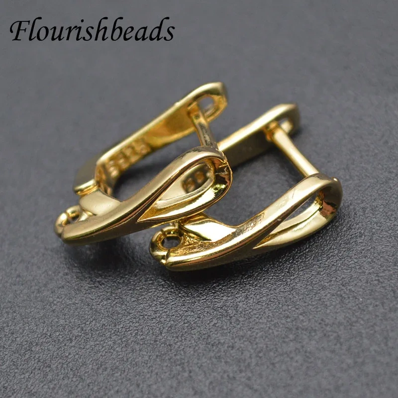 Nickle Free Hollow Out Gold Rhodium Plating High Quality Brass Earring Hooks for Jewelry Making Supplier 30pcs Per Lot