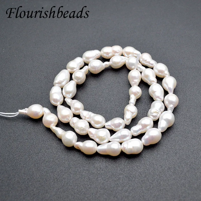 2 strands 10~12mm Natural White Fresh Water Edison Pearl Oval Round Loose Beads For jewelry making supplier