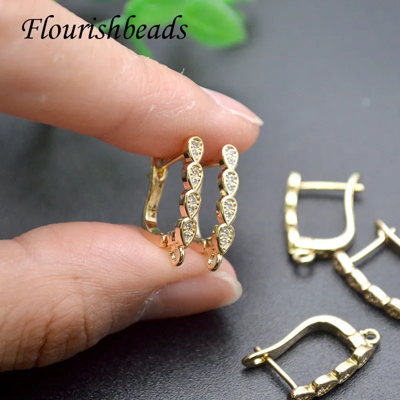 12x18mm High Quality Anti Fading CZ Beads Paved Earring Hooks for DIY Jewey Making Supplier 30pcs/lot
