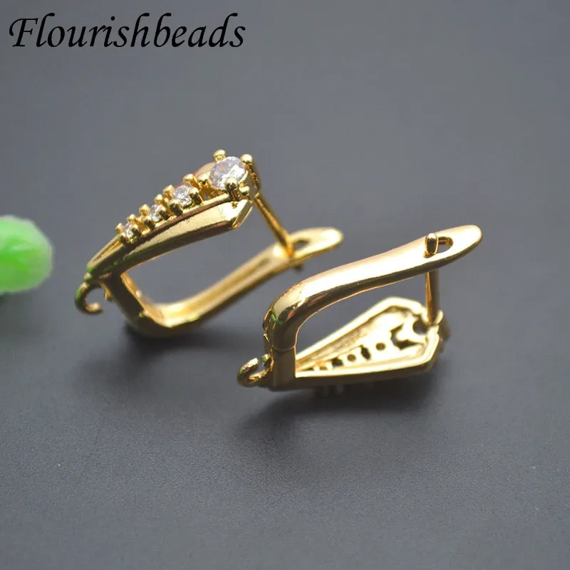 New Arrived 18k Gold Plated Women Handmade DIY Earring Accessories Copper Earring Hooks Clasp Supplies 30pcs/lot