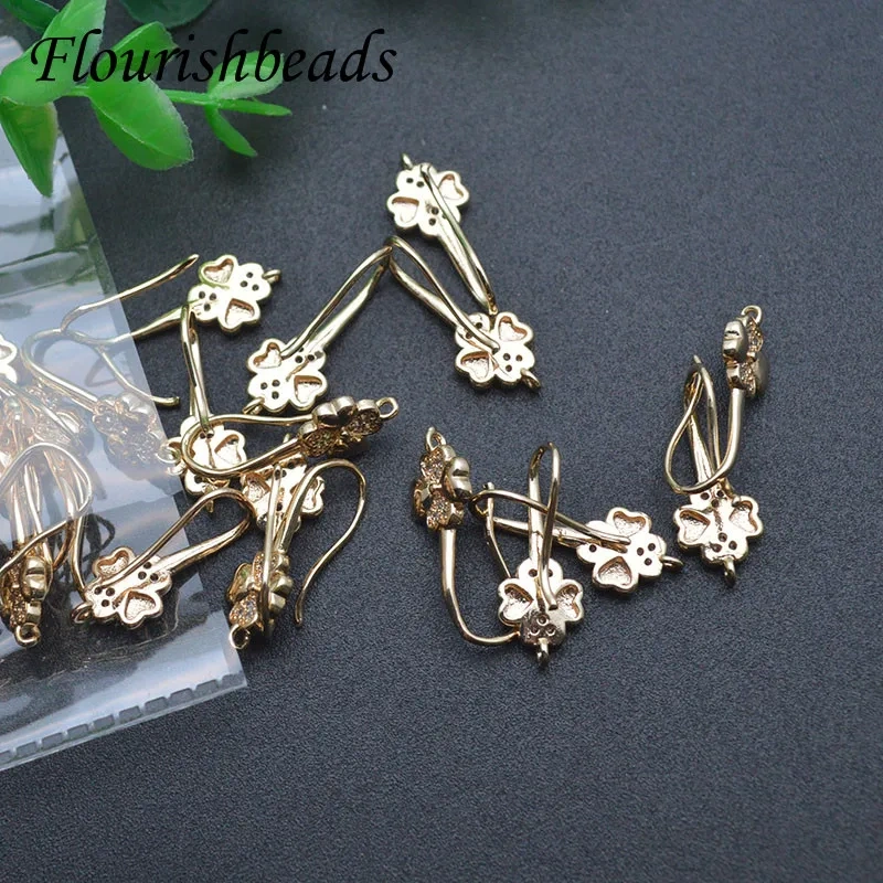 Gold Plated Flower Shape Wire Fish Earring Hooks for Handmade Women Fashion Jewelry Making 30pcs/lot