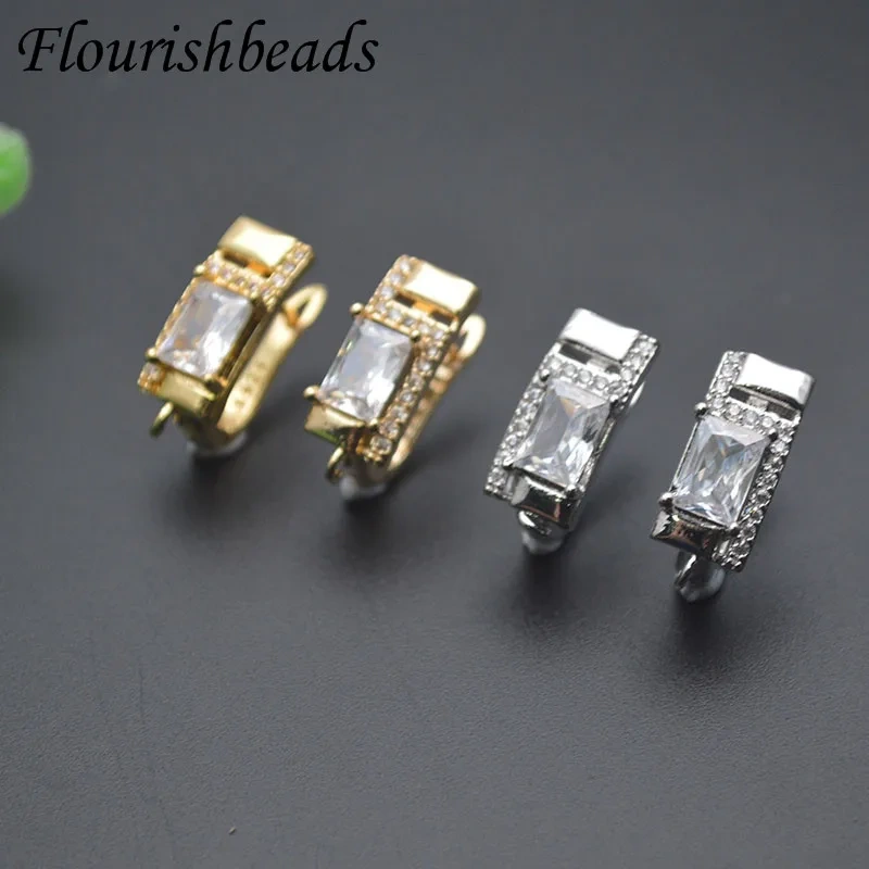 30pcs/lot Paved Big CZ Beads Gold Color Earring Hooks Accessories Jewelry Findings for Women Handmade Earring Making