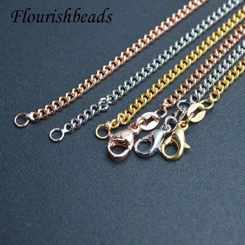 3mm Width Nickel Free Real Gold Link Chain In Bulk for Women Necklace DIY Jewelry Making Chains Supplies Wholesale 30pcs Per Lot