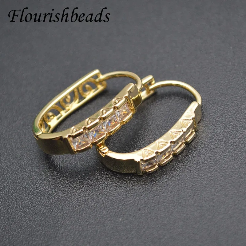 17x23mm High Quality CZ Beads Paved Earring Hooks Clasp Ear Wire Stud Accessories for DIY Jewelry Making Supplier