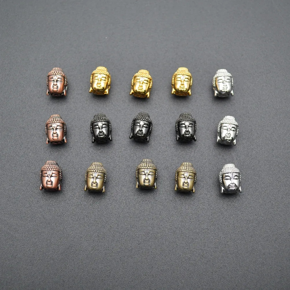10x14mm Buddha Head Metal Copper Spacer CZ inlaied Loose Beads Multi Colors Charms DIY Jewelry Findings 20pcs/lot