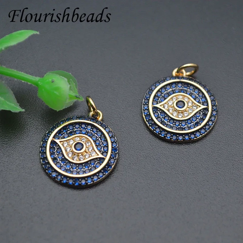 Hot Sell Blue Evil Eye Charms Colorful CZ Beads Paved DIY Fashion Quality Necklace Bracelet Earrings Accessories 10pcs/lot