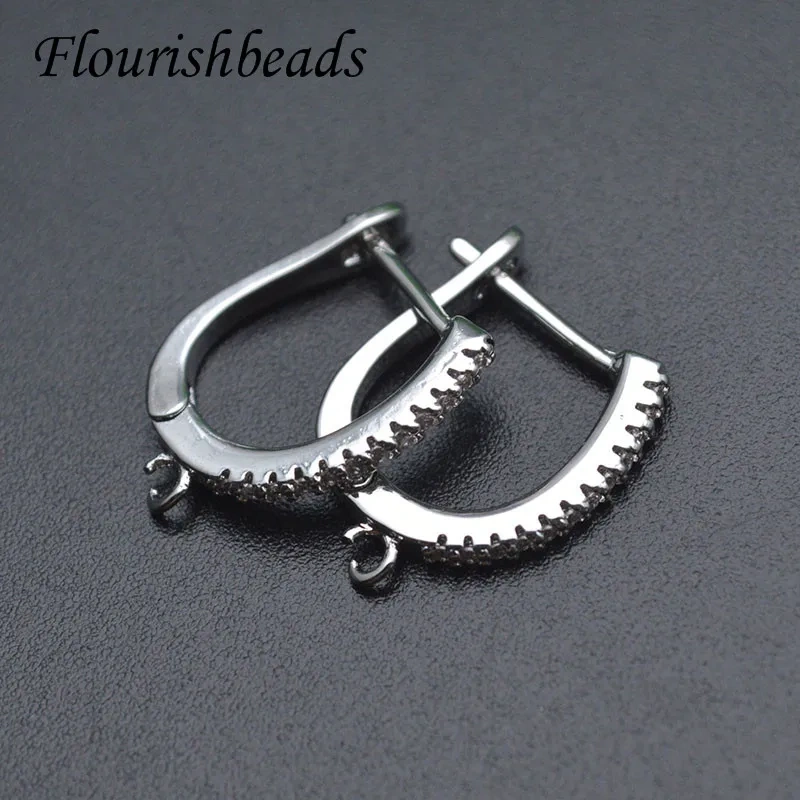 15x18mm Jewelry Findings Gold Color Nickel Free CZ Beads Paved Earring Hooks DIY Jewelry Making Parts 30pcs/lot