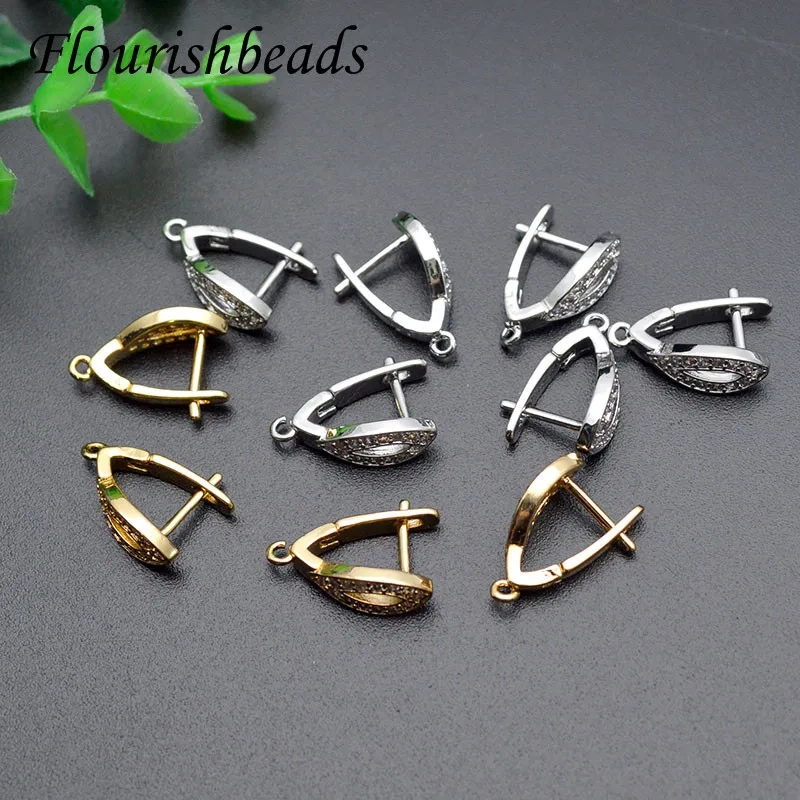 30pcs Cubic Zirconia Real Gold Color Brass Earring Hooks Earwire Accessories for Women Handmade DIY Juewelry Making Supplier