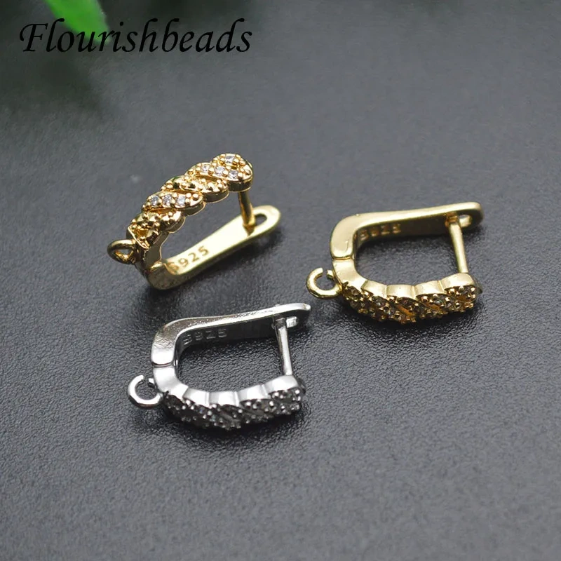 CZ Beads Paved Nickel Free Leverback Earwire Earring Hooks Women Handmade Accessories for Jewelry Making Supplier 30pcs/lot