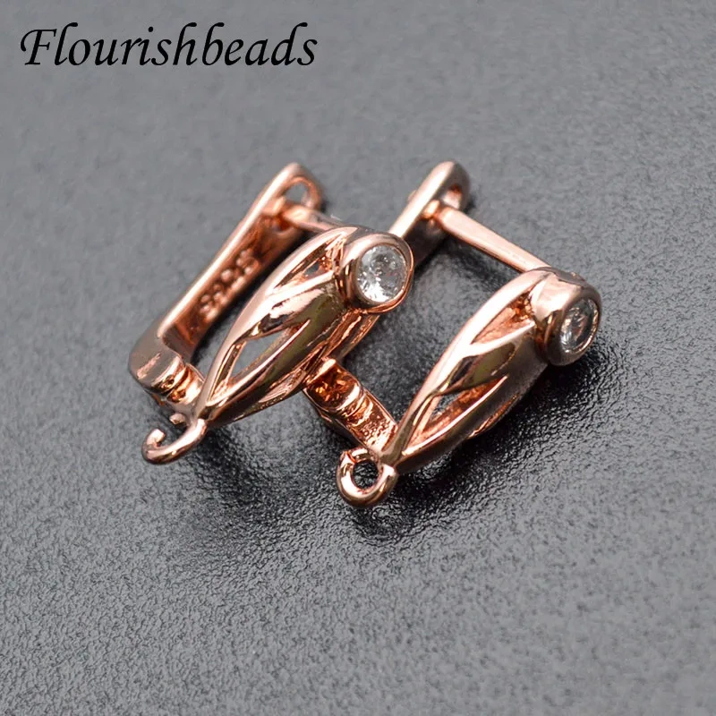 New Arrived Real Gold Plating Cubic Zircon CZ Beads Nickle Free Earring Hooks for DIY Jewelry Making Supplier 30pcs/lot
