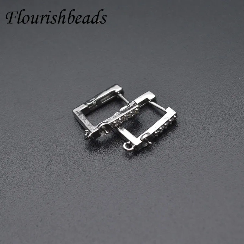 12x13mm Anti Fading Nickel Free Gold Color Square Earring Hooks Stud Fit Half Hole Beads Jewelry Making 30pcs/lot