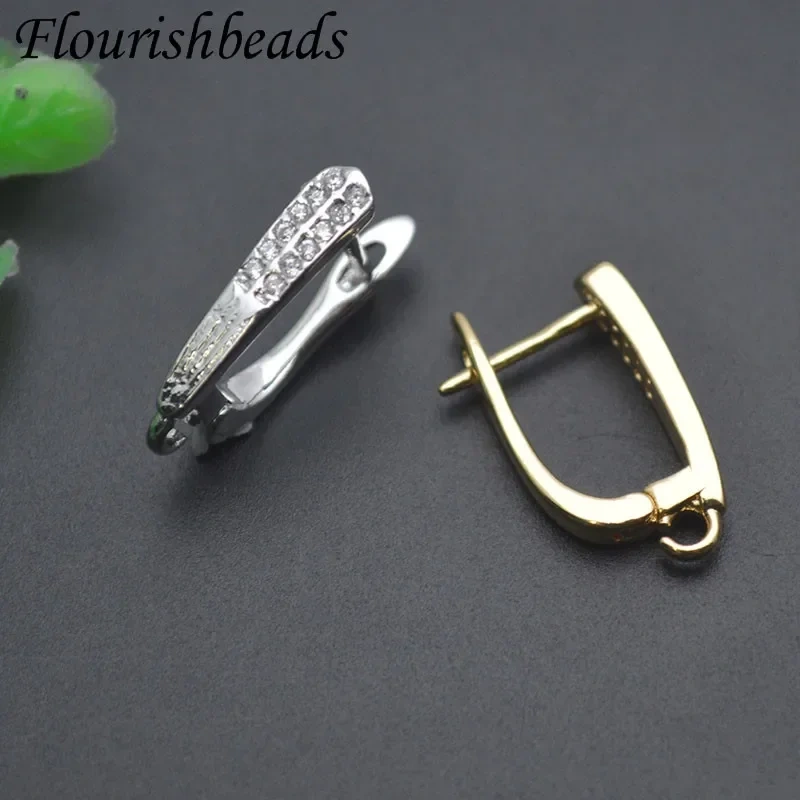 Good Quality Jewelry Schwenzy Findings Basic Bail Ear Wire Paved CZ Beads Earring Hooks Accessories for Women DIY Earrings