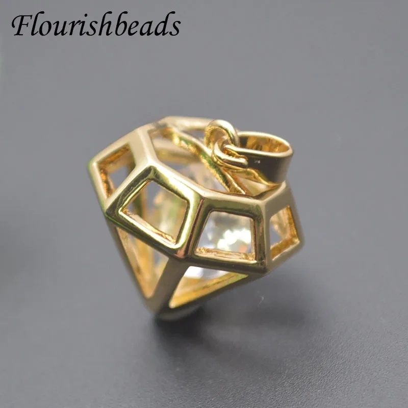 Jewelry Findings Metal Copper Gold Plated  Geometric Diamond Shaped Charms Pendant For DIY Earrings Necklace Accessories