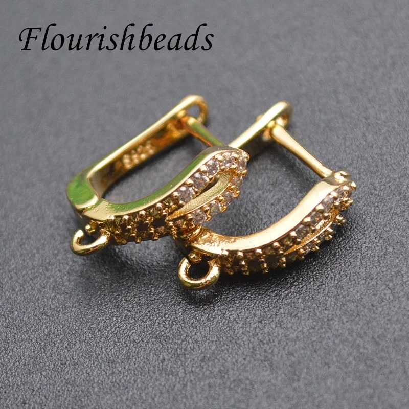 30pcs/lot 4 Colors Anti Fade Nickel Free CZ Beads Paved Earring Hooks for High Quality Jewelry Making Supplier