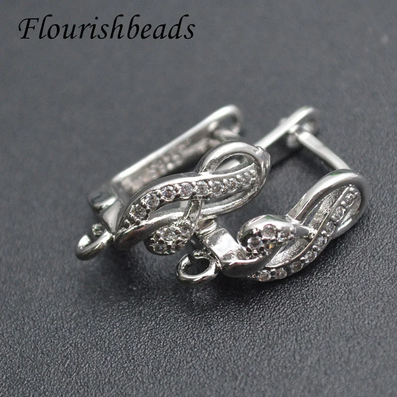 High Quality Zircon Fashion Design 8 Shape  Metal Earring Hook CZ Beads Paved for Jewelry Findings  Supplier 30pcs/lot