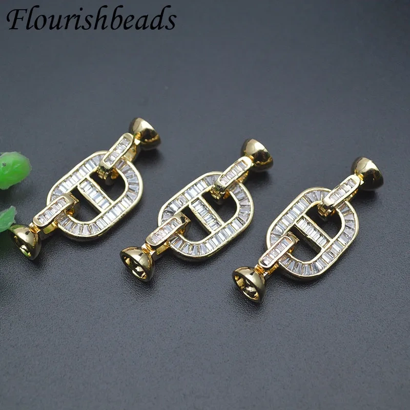 5pcs/lot 18K Gold Plated Fasteners Accessories Closure Lock Clasps Connector for DIY Pearl Necklace Jewelry Making