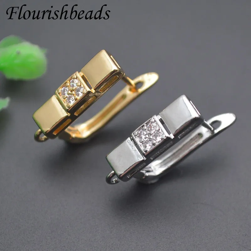 18K Real Gold Plated Paved CZ Beads Earwire Earring Hooks Accessories for  Women DIY Nickel Free Earrings Making 30pcs/lot