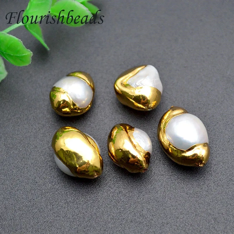 Anti-fading Gold Plating Natural White Pearl Oval shape Loose Beads for Jewelry Making Wholesale 20pc Per Lot