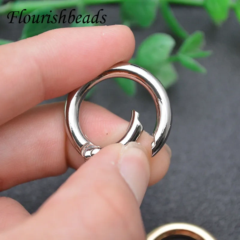 Wholesale 20pcs/lot 25x25mm Gold Plated O Ring Openable Round Spring Clasp Carabiner Kechains Bag Hook Accessories