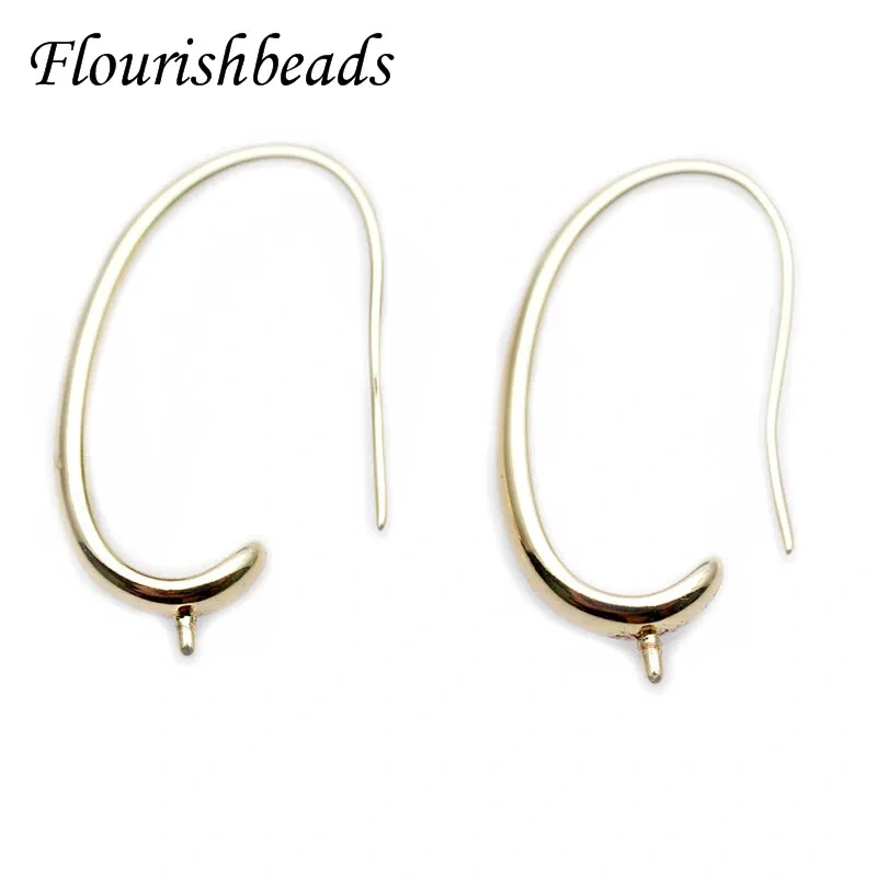 Jewelry Findings High Quality Real Gold Plated Earrings Hooks Color Remain Nickle Free Anti-rust Metal Ear Wire 50pcs