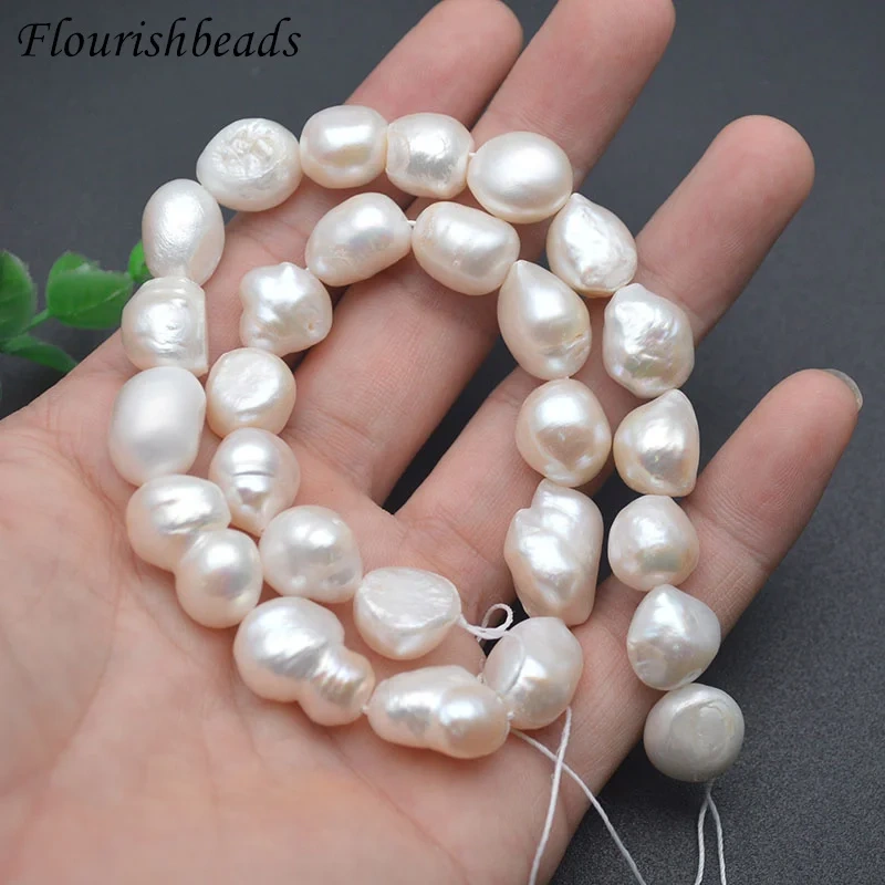 Natural White Freshwater Freedom Oval Shape Pearl Beads for Women DIY Making Jewelry Bracelet Accessories 10x12 -12x16mm
